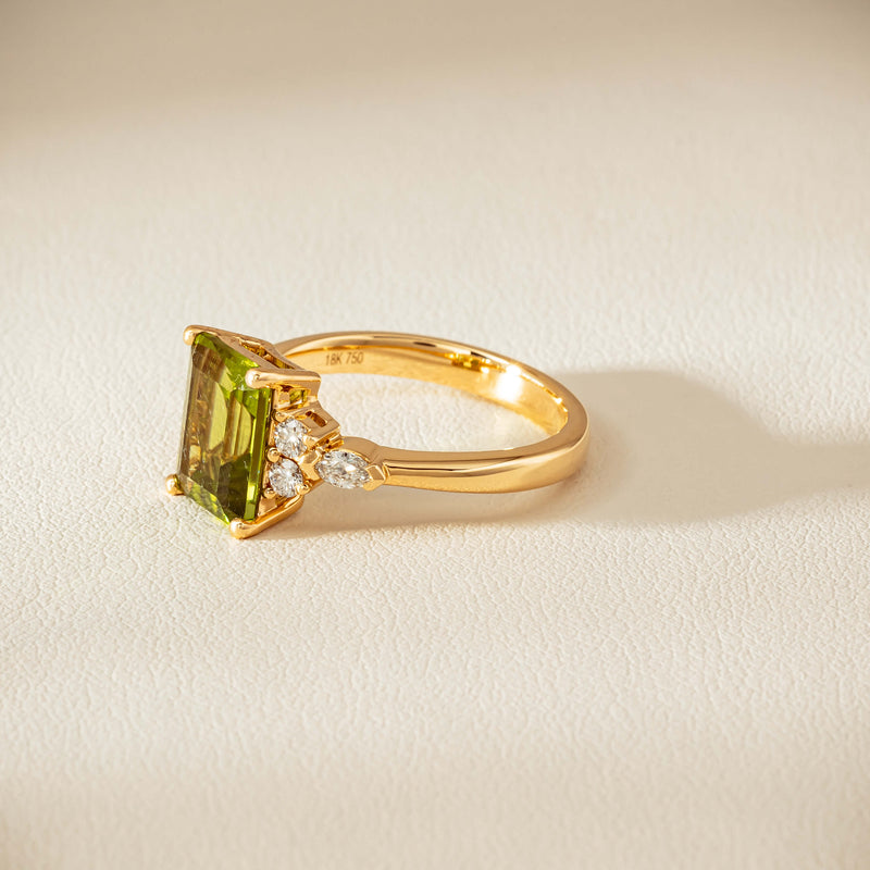 18ct Yellow Gold 2.89ct Peridot & Diamond Oriana Ring - Ring - Walker & Hall