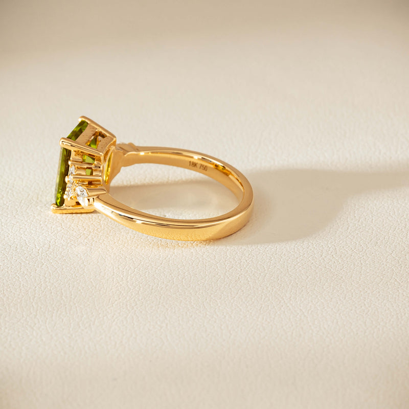 18ct Yellow Gold 2.89ct Peridot & Diamond Oriana Ring - Ring - Walker & Hall
