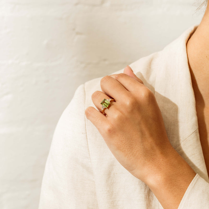18ct Yellow Gold 2.89ct Peridot & Diamond Oriana Ring - Ring - Walker & Hall