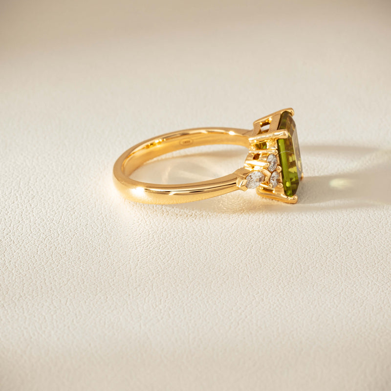 18ct Yellow Gold 2.89ct Peridot & Diamond Oriana Ring - Ring - Walker & Hall