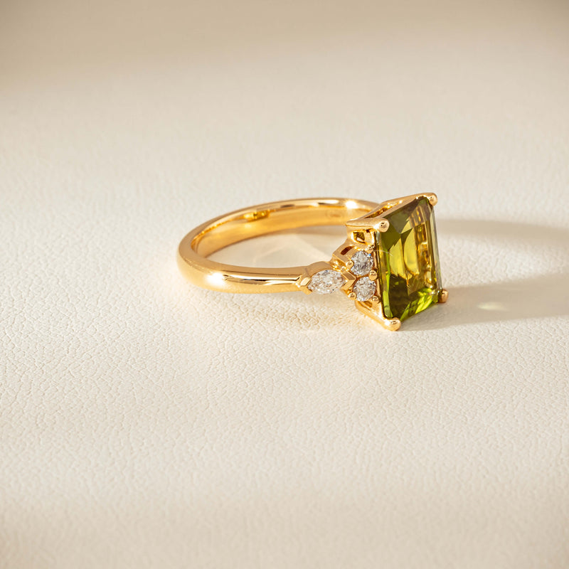 18ct Yellow Gold 2.89ct Peridot & Diamond Oriana Ring - Ring - Walker & Hall