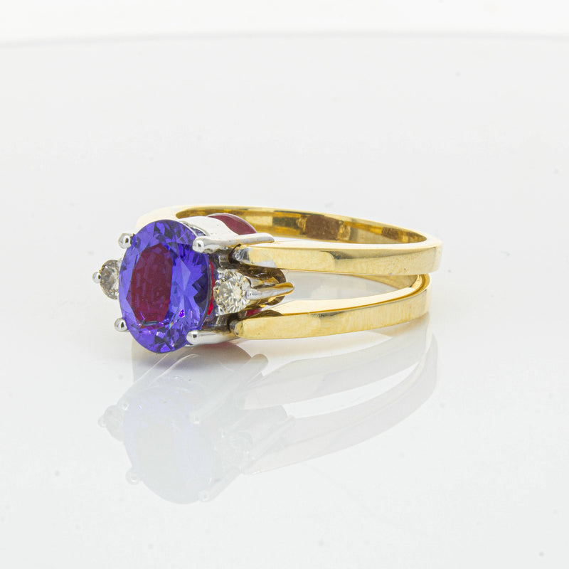 Deja Vu 18ct Yellow Gold Tanzanite, Ruby & Diamond Ring - Ring - Walker & Hall