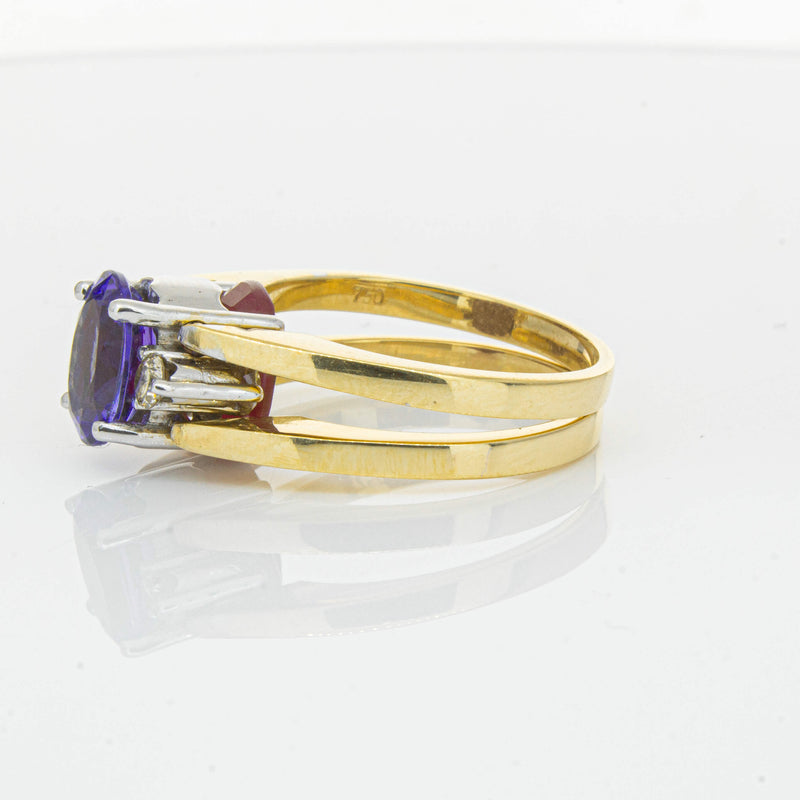Deja Vu 18ct Yellow Gold Tanzanite, Ruby & Diamond Ring - Ring - Walker & Hall