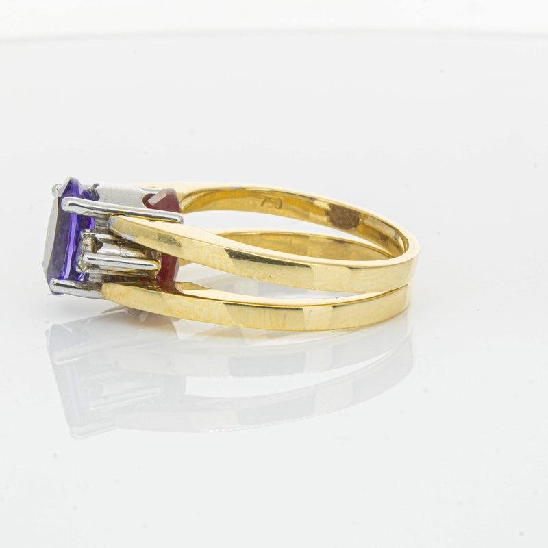 Deja Vu 18ct Yellow Gold Tanzanite, Ruby & Diamond Ring - Ring - Walker & Hall