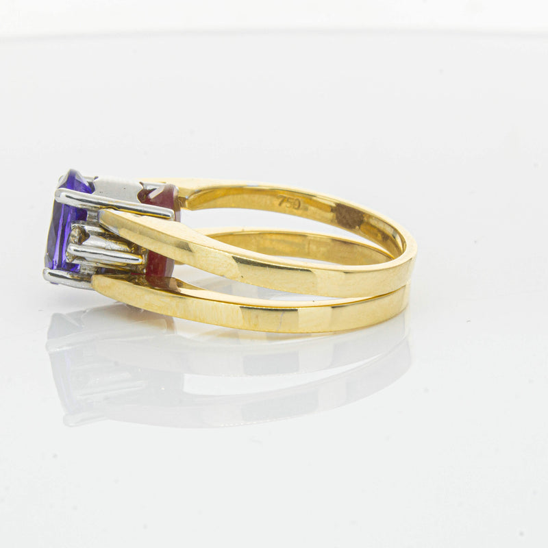Deja Vu 18ct Yellow Gold Tanzanite, Ruby & Diamond Ring - Ring - Walker & Hall