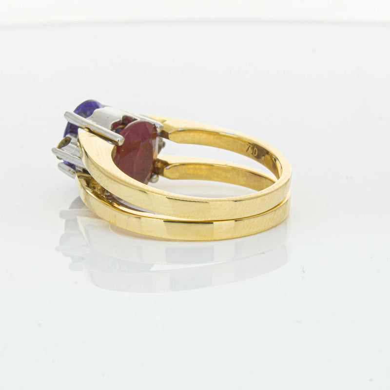 Deja Vu 18ct Yellow Gold Tanzanite, Ruby & Diamond Ring - Ring - Walker & Hall