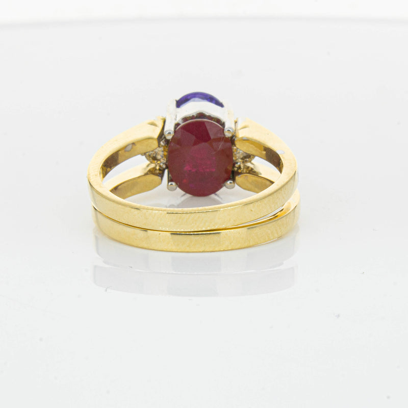 Deja Vu 18ct Yellow Gold Tanzanite, Ruby & Diamond Ring - Ring - Walker & Hall