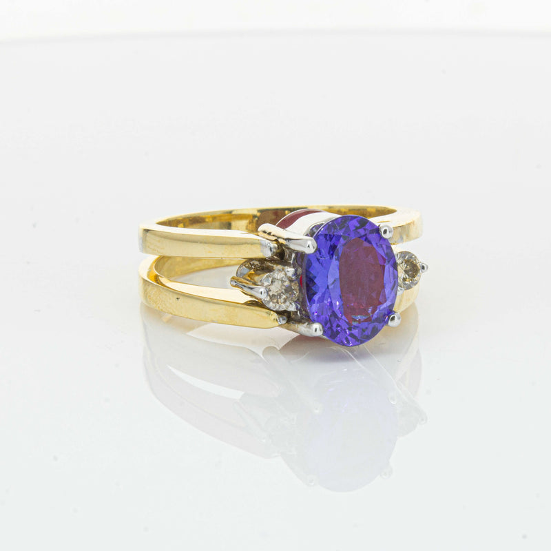 Deja Vu 18ct Yellow Gold Tanzanite, Ruby & Diamond Ring - Ring - Walker & Hall