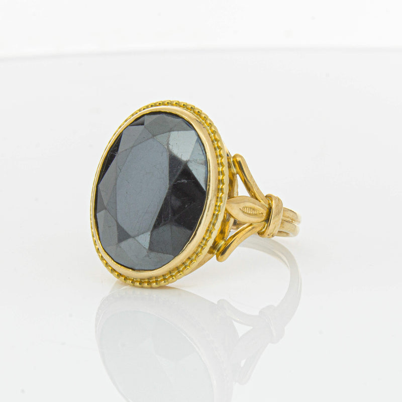 Deja Vu 18ct Yellow Gold Oval-Faceted Hematite Ring - Ring - Walker & Hall
