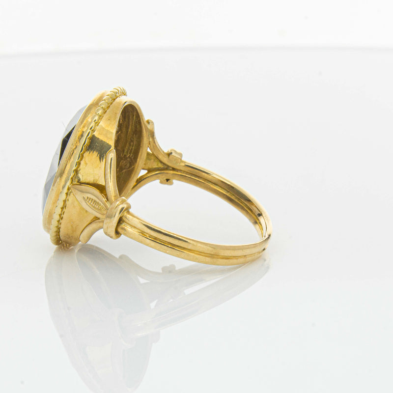 Deja Vu 18ct Yellow Gold Oval-Faceted Hematite Ring - Ring - Walker & Hall