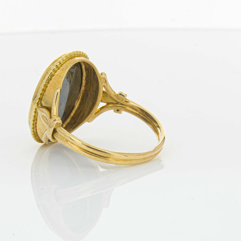 Deja Vu 18ct Yellow Gold Oval-Faceted Hematite Ring - Ring - Walker & Hall