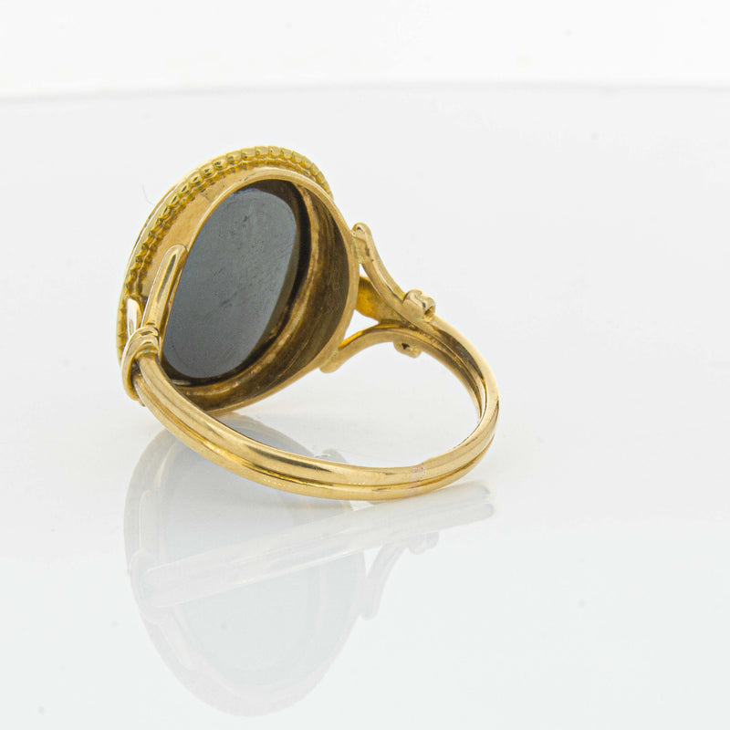 Deja Vu 18ct Yellow Gold Oval-Faceted Hematite Ring - Ring - Walker & Hall
