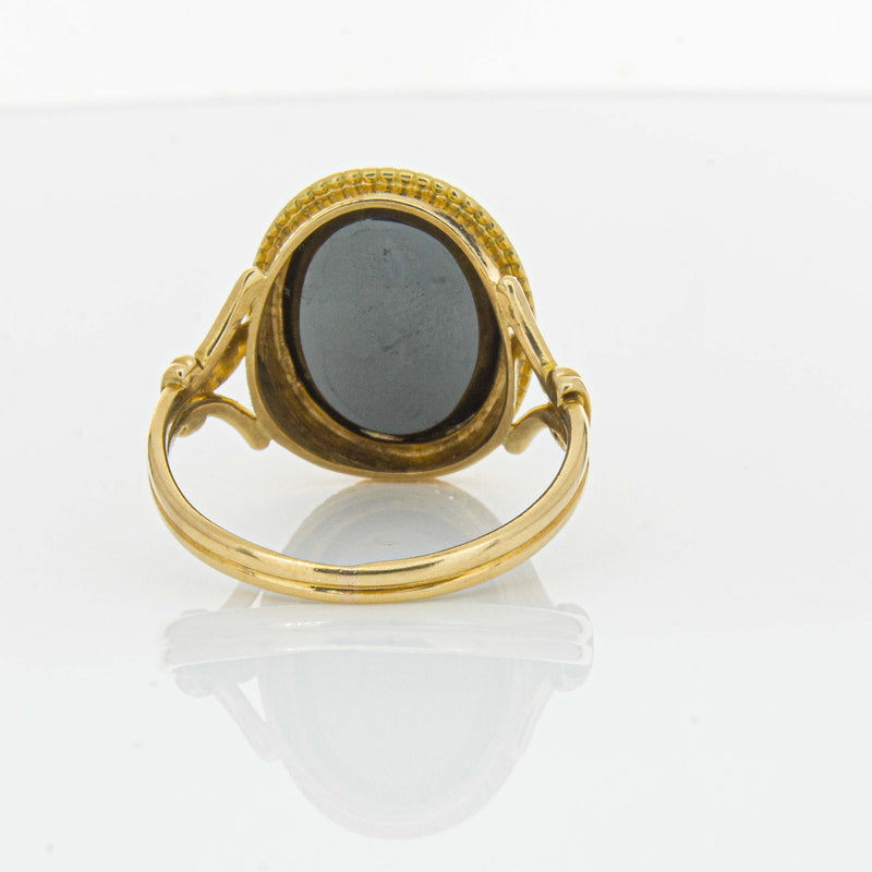 Deja Vu 18ct Yellow Gold Oval-Faceted Hematite Ring - Ring - Walker & Hall