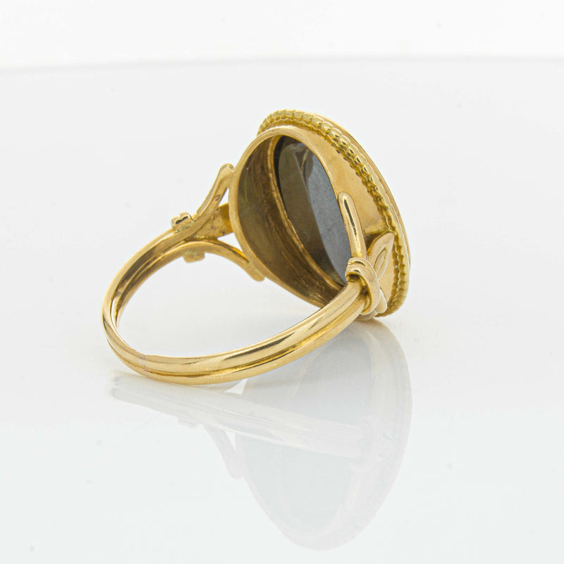 Deja Vu 18ct Yellow Gold Oval-Faceted Hematite Ring - Ring - Walker & Hall