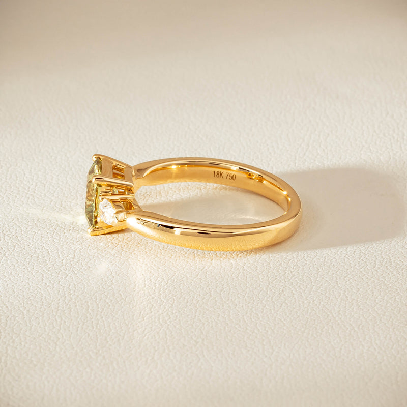 18ct Yellow Gold 1.56ct Green Sapphire & Diamond Ayla Ring - Ring - Walker & Hall