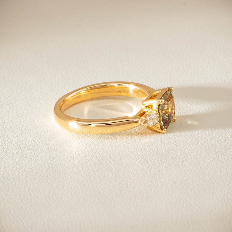 18ct Yellow Gold 1.56ct Green Sapphire & Diamond Ayla Ring - Ring - Walker & Hall