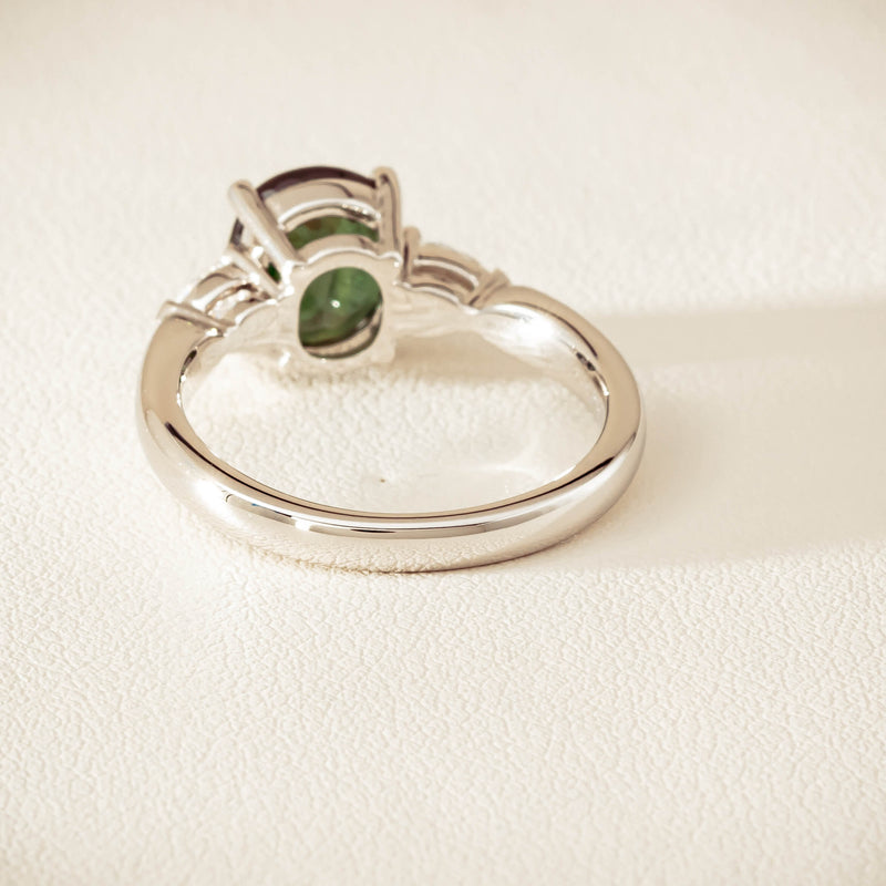 18ct White Gold 2.61ct Green Sapphire & Diamond Ayla Ring - Ring - Walker & Hall