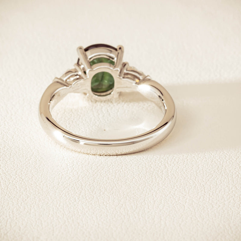 18ct White Gold 2.61ct Green Sapphire & Diamond Ayla Ring - Ring - Walker & Hall
