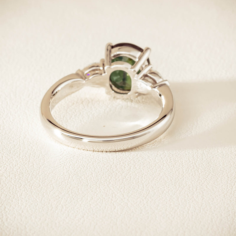 18ct White Gold 2.61ct Green Sapphire & Diamond Ayla Ring - Ring - Walker & Hall