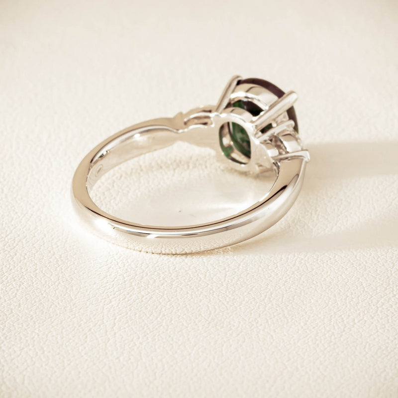 18ct White Gold 2.61ct Green Sapphire & Diamond Ayla Ring - Ring - Walker & Hall