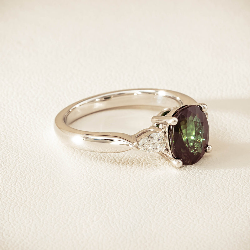 18ct White Gold 2.61ct Green Sapphire & Diamond Ayla Ring - Ring - Walker & Hall