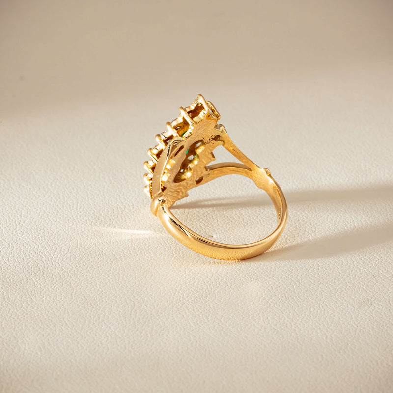 Deja Vu 18ct Yellow Gold Emerald & Diamond Cluster Ring - Ring - Walker & Hall