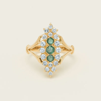 Deja Vu 18ct Yellow Gold Emerald & Diamond Cluster Ring - Ring - Walker & Hall