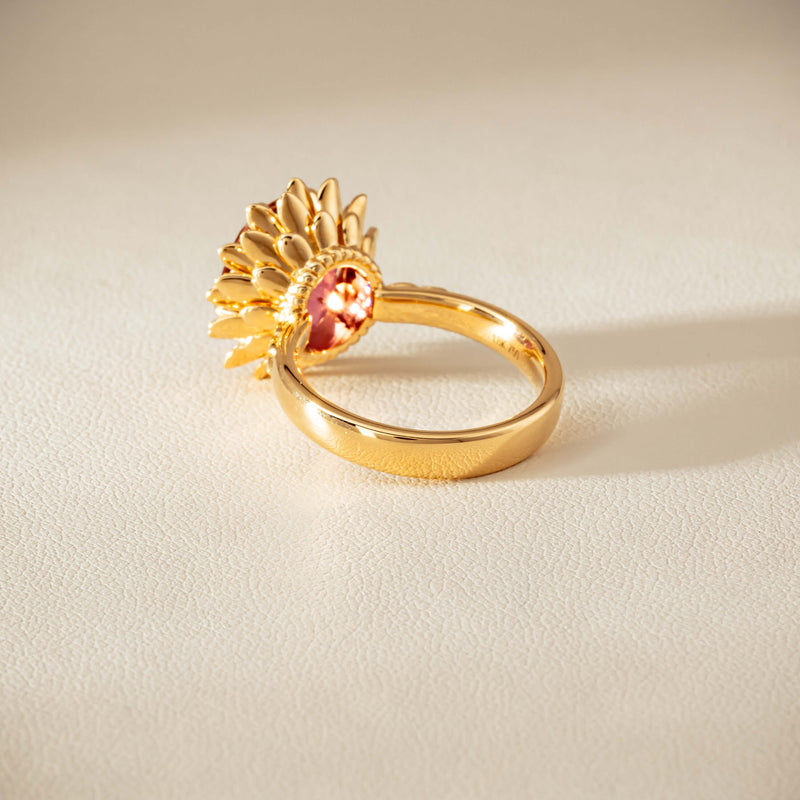 18ct Yellow Gold 5.32ct Pink Tourmaline Protea Ring - Ring - Walker & Hall