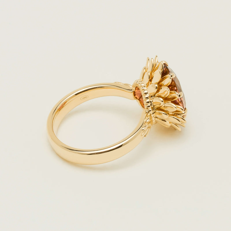 18ct Yellow Gold 5.32ct Pink Tourmaline Protea Ring - Ring - Walker & Hall