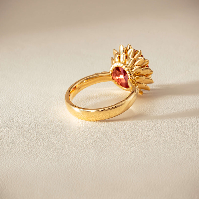 18ct Yellow Gold 5.32ct Pink Tourmaline Protea Ring - Ring - Walker & Hall