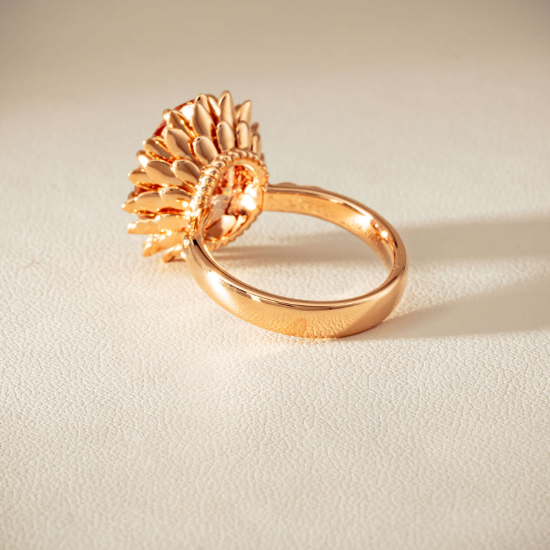 18ct Rose Gold 7.49ct Morganite Protea Ring - Ring - Walker & Hall
