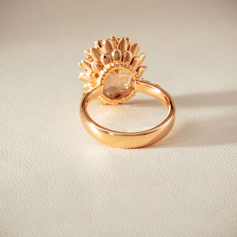 18ct Rose Gold 7.49ct Morganite Protea Ring - Ring - Walker & Hall