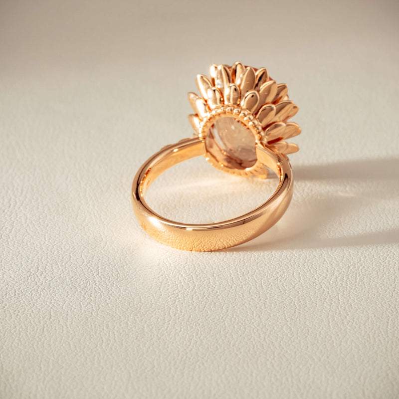 18ct Rose Gold 7.49ct Morganite Protea Ring - Ring - Walker & Hall