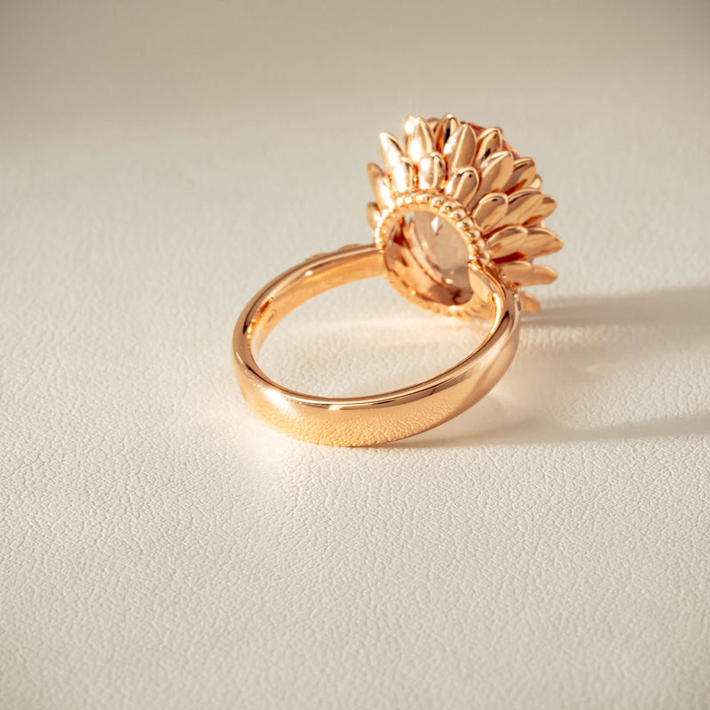 18ct Rose Gold 7.49ct Morganite Protea Ring - Ring - Walker & Hall