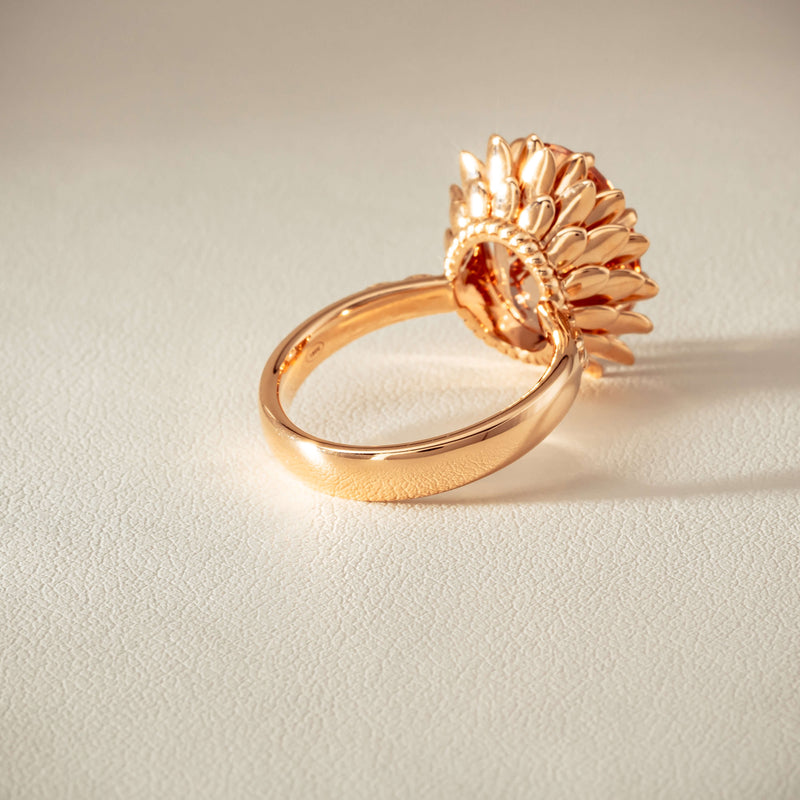 18ct Rose Gold 7.49ct Morganite Protea Ring - Ring - Walker & Hall