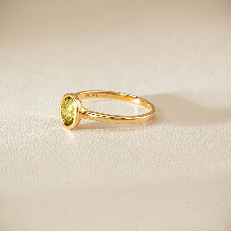 9ct Yellow Gold Peridot Iris Ring - Ring - Walker & Hall