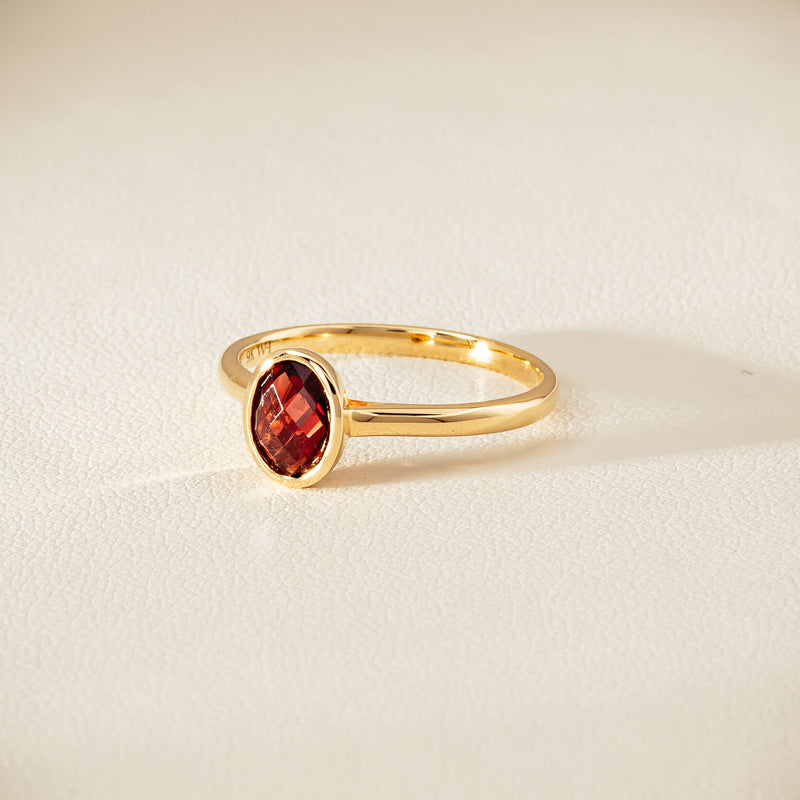 9ct Yellow Gold Garnet Iris Ring - Ring - Walker & Hall