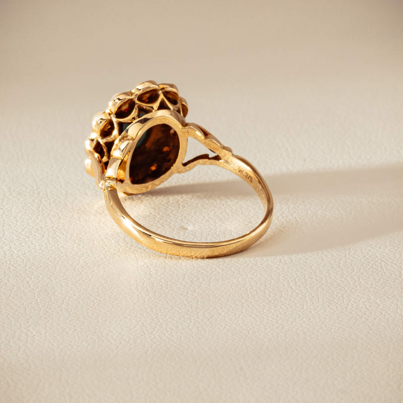 Deja Vu 9ct Yellow Gold Turquoise & Seed Pearl Ring - Ring - Walker & Hall