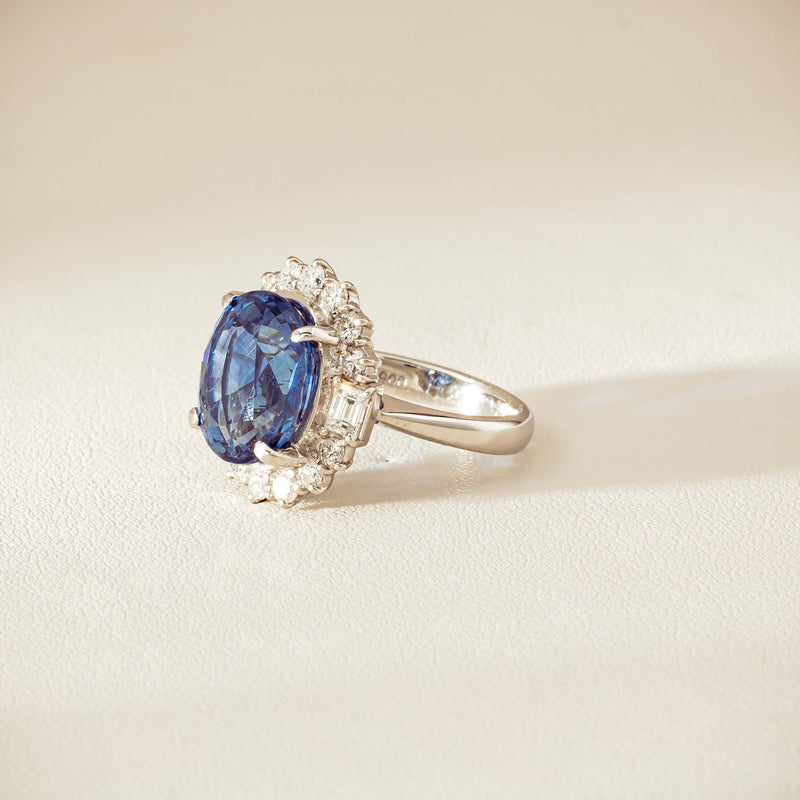 Deja Vu Platinum 7.96ct Sapphire & Diamond Cluster Ring - Ring - Walker & Hall