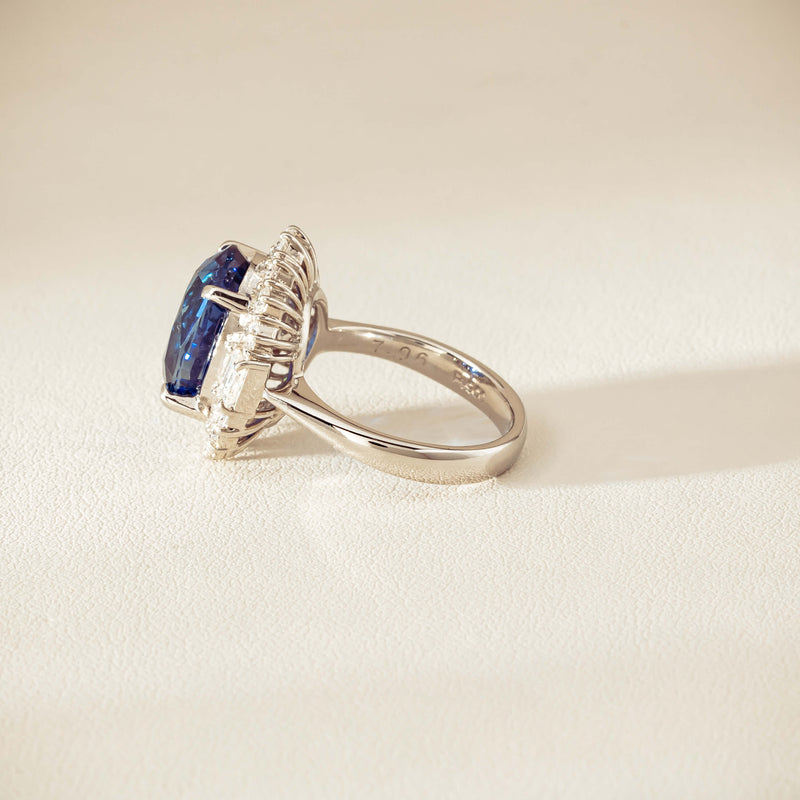 Deja Vu Platinum 7.96ct Sapphire & Diamond Cluster Ring - Ring - Walker & Hall