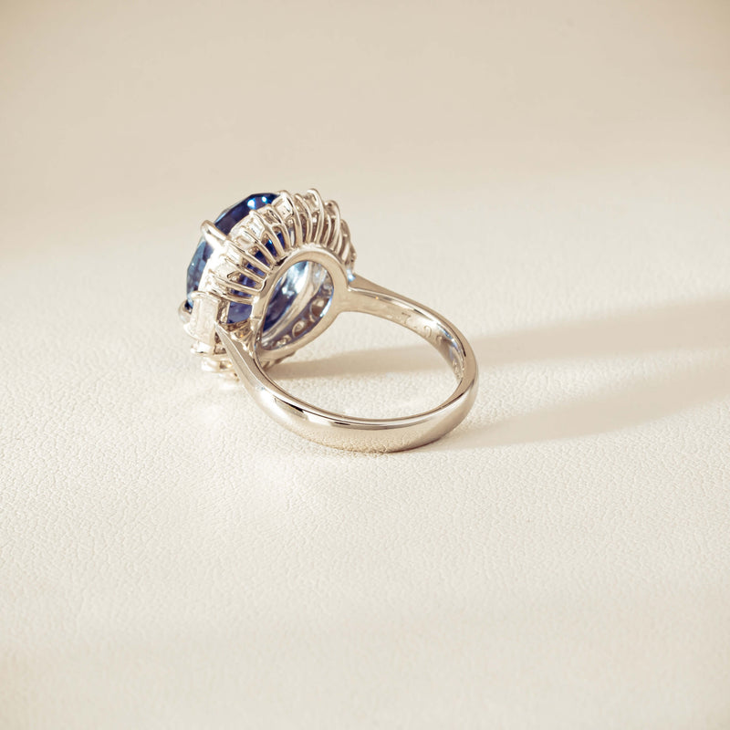 Deja Vu Platinum 7.96ct Sapphire & Diamond Cluster Ring - Ring - Walker & Hall