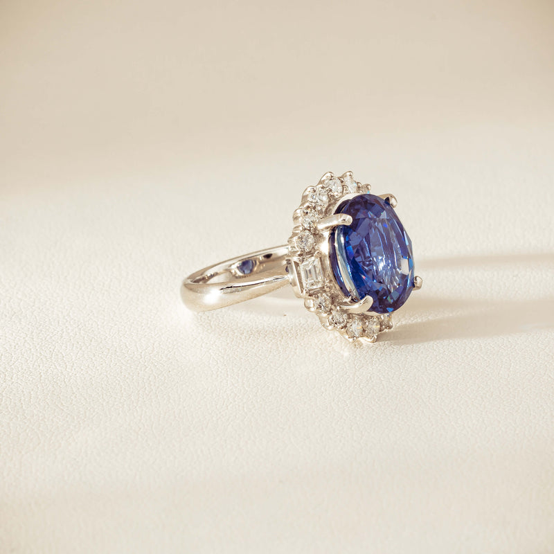 Deja Vu Platinum 7.96ct Sapphire & Diamond Cluster Ring - Ring - Walker & Hall