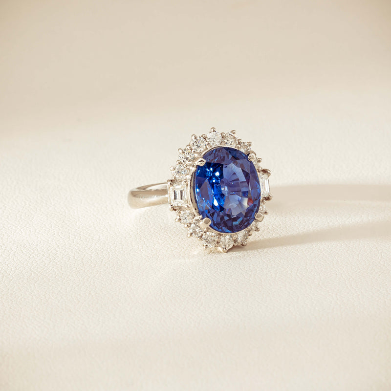 Deja Vu Platinum 7.96ct Sapphire & Diamond Cluster Ring - Ring - Walker & Hall