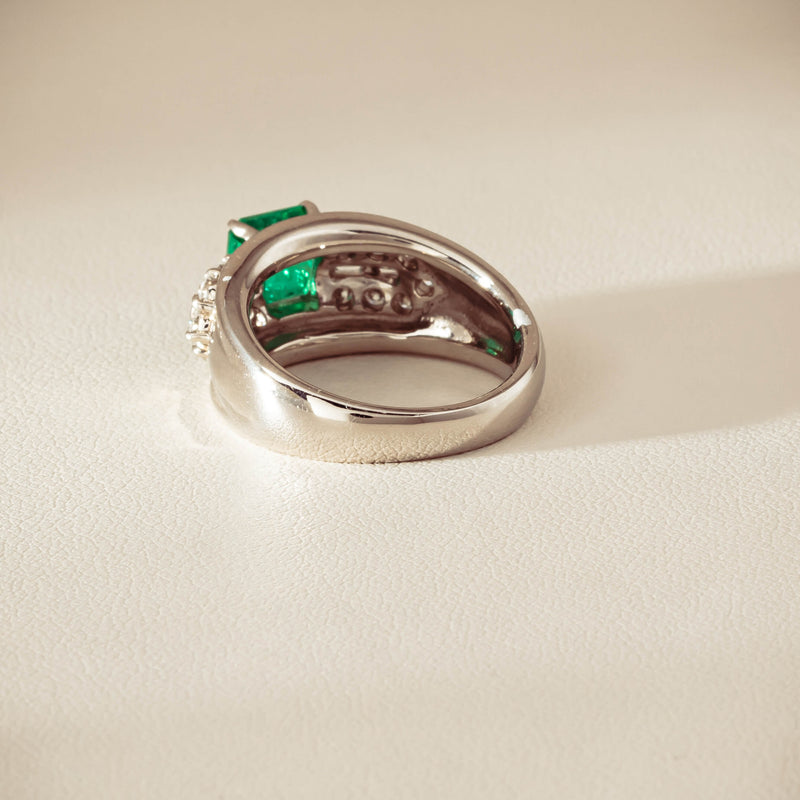 Deja Vu Platinum 1.43ct Emerald & Diamond Cluster Ring - Ring - Walker & Hall