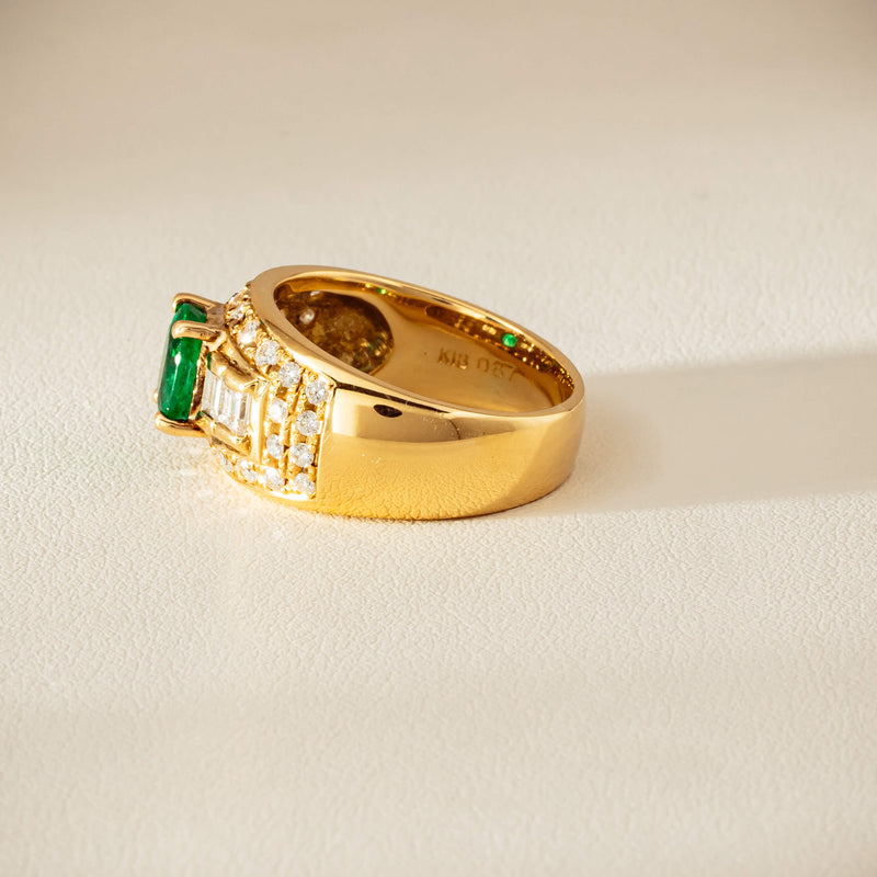 Deja Vu 18ct Yellow Gold .87ct Emerald & Diamond Ring - Ring - Walker & Hall
