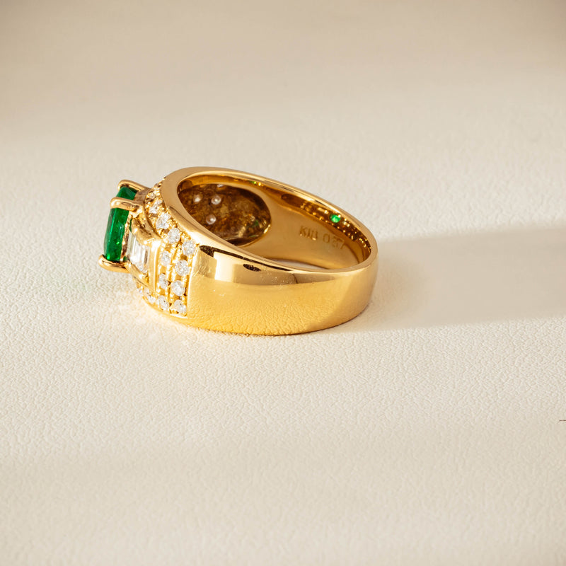 Deja Vu 18ct Yellow Gold .87ct Emerald & Diamond Ring - Ring - Walker & Hall