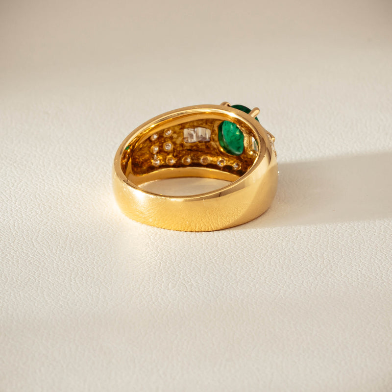 Deja Vu 18ct Yellow Gold .87ct Emerald & Diamond Ring - Ring - Walker & Hall