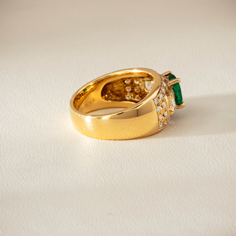Deja Vu 18ct Yellow Gold .87ct Emerald & Diamond Ring - Ring - Walker & Hall