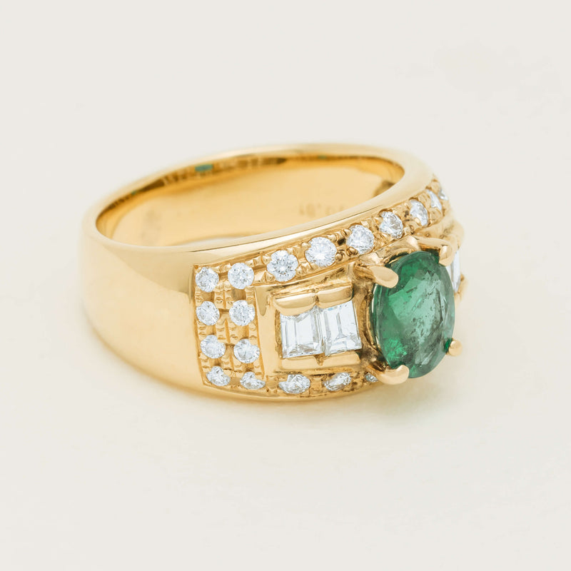 Deja Vu 18ct Yellow Gold .87ct Emerald & Diamond Ring - Ring - Walker & Hall