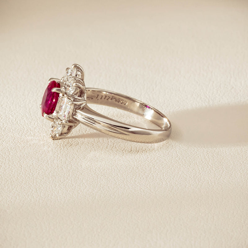 Deja Vu Platinum 1.11ct Ruby & Diamond Cluster Ring - Ring - Walker & Hall